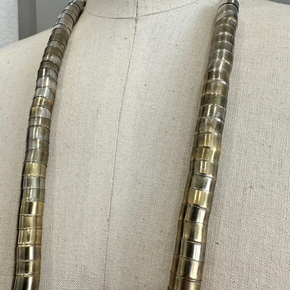 Vintage Bendable Snake Necklace 31" Mixed Metal Bold Statement Layering Art boho - Picture 4 of 7